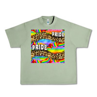 Oil Green Pride lgbtq leopard with love and rainbow seamless Urban Heavy Tee - BundleAndBundleShop