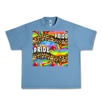 Pebble Blue Pride lgbtq leopard with love and rainbow seamless Urban Heavy Tee - BundleAndBundleShop