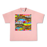 Salmon Pride lgbtq leopard with love and rainbow seamless Urban Heavy Tee - BundleAndBundleShop