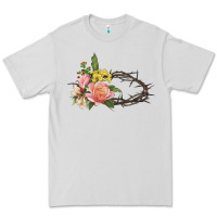 Dove Grey Crown of thorns floral Easter Premium Tee - CowGirlArtShop