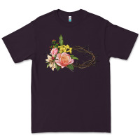 Plum Crown of thorns floral Easter Premium Tee - CowGirlArtShop