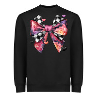 Black coquette bow floral checkered pattern Heavyweight Sweatshirt - JahusDesignShop