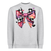 Heather Grey coquette bow floral checkered pattern Heavyweight Sweatshirt - JahusDesignShop