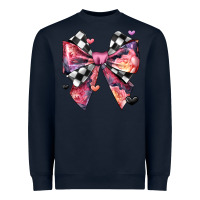 Navy coquette bow floral checkered pattern Heavyweight Sweatshirt - JahusDesignShop