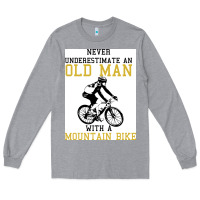 Heather Grey Never Underestimate An Old Man With A Mountain Bike Long Sleeve Tee - Bettercallsaul