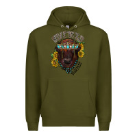 Army Green turquoise bison Premium Hoodie - RacoonDesign