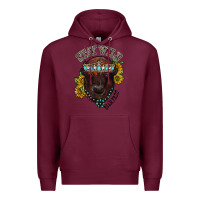 Burgundy turquoise bison Premium Hoodie - RacoonDesign
