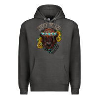 Charcoal Heather turquoise bison Premium Hoodie - RacoonDesign
