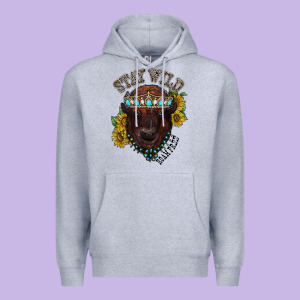 Turquoise Bison Premium Hoodie Designed By Racoondesign