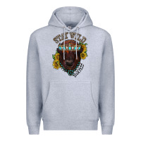 Heather Grey turquoise bison Premium Hoodie - RacoonDesign