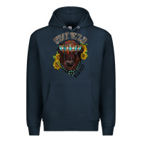 Navy turquoise bison Premium Hoodie - RacoonDesign