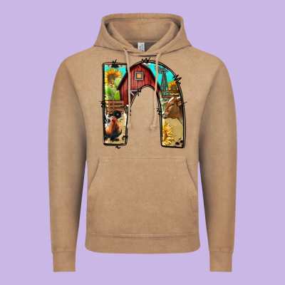 Farm Life Alphabet Lowercase Letters N Vintage Hoodie Designed By Bundleandbundleshop