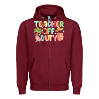 Burgundy teacher off duty summer Zipper Hoodie - JahusDesignShop