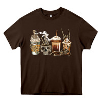 Chocolate Brown skeleton coffee Heavy Core Tee - Jasminsmagicworld