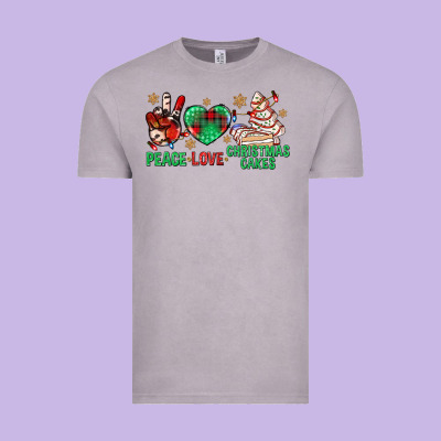 Peace Love Christmas Cakes Bbs Vintage Tee Designed By Bundleandbundleshop
