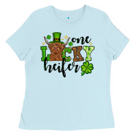 Baby Blue St. Patrick's Day One lucky Heifer Ladies Tee - OliviaCreatesArt