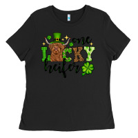 Black St. Patrick's Day One lucky Heifer Ladies Tee - OliviaCreatesArt