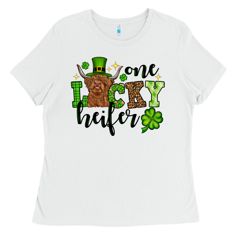 St. Patrick's Day One Lucky Heifer Ladies Tee by OliviaCreatesArt | Teevron