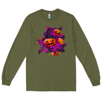Army Green halloween pumpkin patch  3 Long Sleeve Tee - BundleAndBundleShop