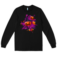 Black halloween pumpkin patch  3 Long Sleeve Tee - BundleAndBundleShop