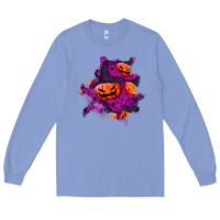 Colony Blue halloween pumpkin patch  3 Long Sleeve Tee - BundleAndBundleShop