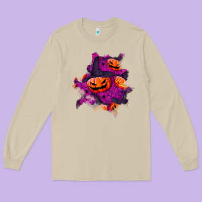 Halloween Pumpkin Patch  3 Long Sleeve Tee Designed By Bundleandbundleshop