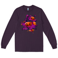 Plum halloween pumpkin patch  3 Long Sleeve Tee - BundleAndBundleShop