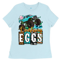 Baby Blue Easter Day Monster truck crushing eggs Ladies Tee - OliviaCreatesArt