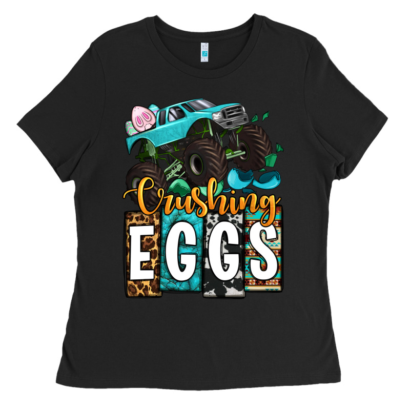 Easter Day Monster Truck Crushing Eggs Ladies Tee by OliviaCreatesArt | Teevron