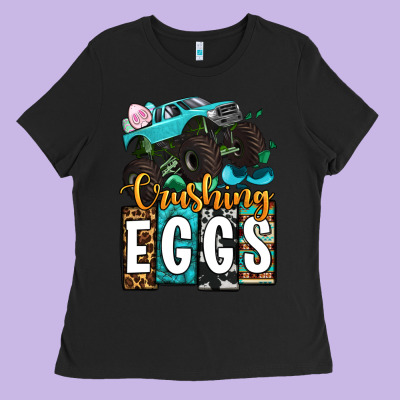 Easter Day Monster Truck Crushing Eggs Ladies Tee Designed By Oliviacreatesart