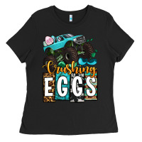 Black Easter Day Monster truck crushing eggs Ladies Tee - OliviaCreatesArt