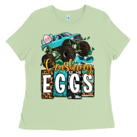 Matcha Easter Day Monster truck crushing eggs Ladies Tee - OliviaCreatesArt