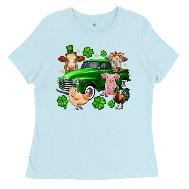 St. Patrick's Farm Animal Truck Ladies Tee by OliviaCreatesArt | Teevron