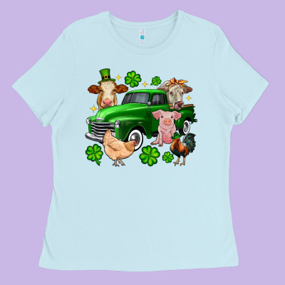 St. Patrick's Farm Animal Truck Ladies Tee Designed By Oliviacreatesart