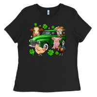 Black St. Patrick's farm animal truck Ladies Tee - OliviaCreatesArt