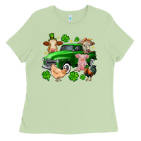 Matcha St. Patrick's farm animal truck Ladies Tee - OliviaCreatesArt