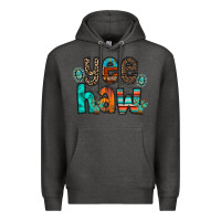 Charcoal Heather yee haw Premium Hoodie - RacoonDesign