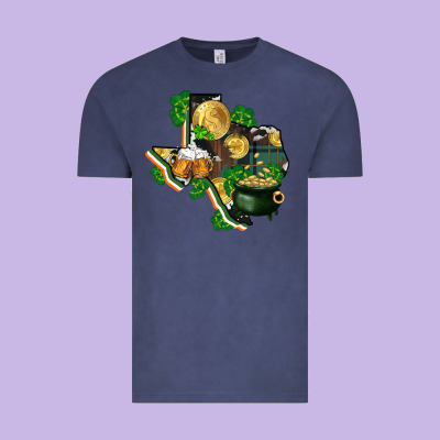 Texas Map St Patricks Day Vintage Tee Designed By Fadigitalartstudio