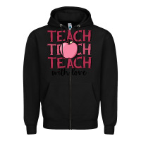 Black teach with love Zipper Hoodie - JahusDesignShop