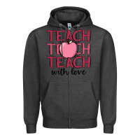 Charcoal Heather teach with love Zipper Hoodie - JahusDesignShop
