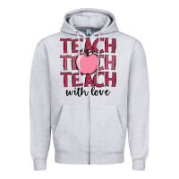 Heather Grey teach with love Zipper Hoodie - JahusDesignShop