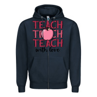 Navy teach with love Zipper Hoodie - JahusDesignShop