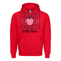 Red teach with love Zipper Hoodie - JahusDesignShop
