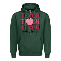 Sports Green teach with love Zipper Hoodie - JahusDesignShop