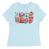 Baby Blue valentines day coffee cups (1) Ladies Tee - OliviaCreatesArt