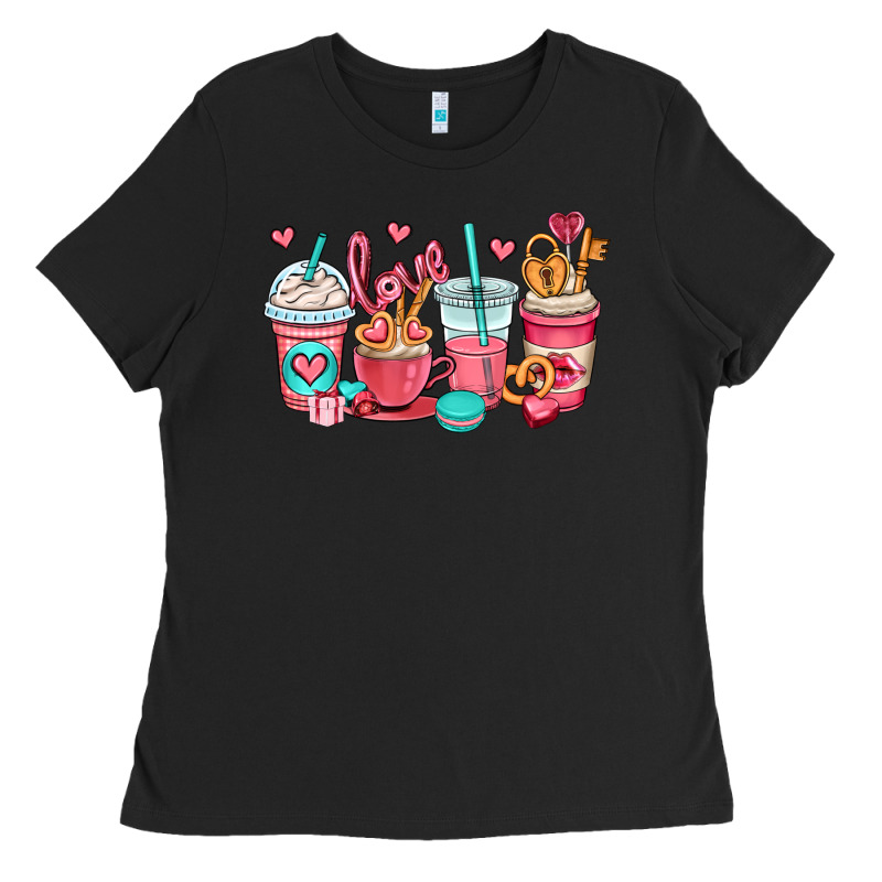 Valentines Day Coffee Cups (1) Ladies Tee by OliviaCreatesArt | Teevron