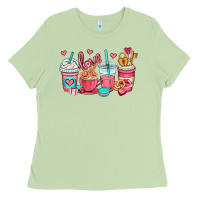 Matcha valentines day coffee cups (1) Ladies Tee - OliviaCreatesArt