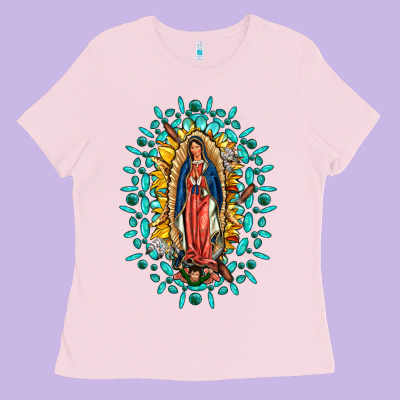 Our Lady Of Guadalupe Gemstone Sunflowers Ladies Tee Designed By Fadigitalartstudio