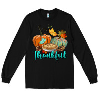 Black thankful pumpkins Long Sleeve Tee - BundleAndBundleShop