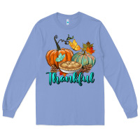 Colony Blue thankful pumpkins Long Sleeve Tee - BundleAndBundleShop